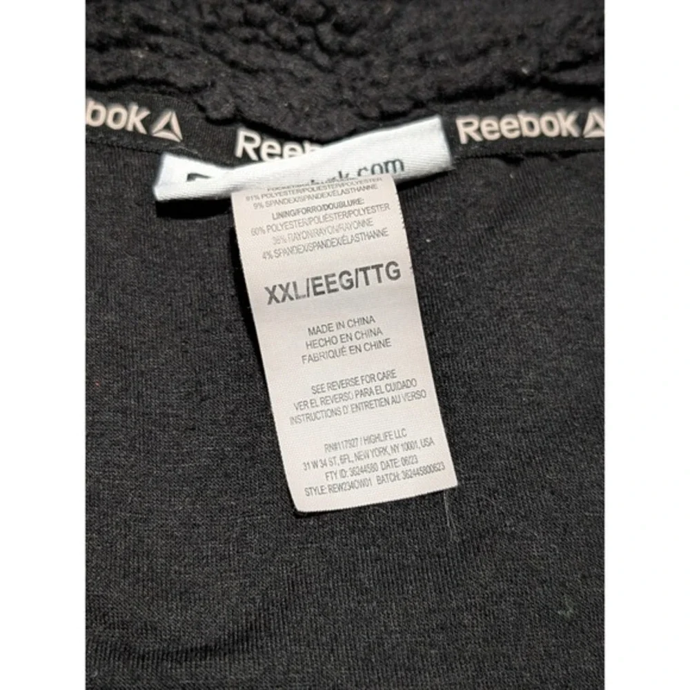 Reebok Jacket Mens 2XL Black Fleece Sweater Full Zip Chest‎ Pocket